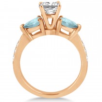 Princess Diamond & Pear Aquamarine Engagement Ring 14k Rose Gold (1.79ct)