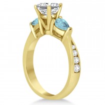 Princess Diamond & Pear Aquamarine Engagement Ring 18k Yellow Gold (1.79ct)