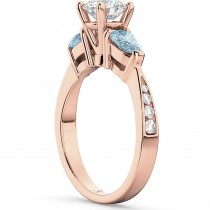 Diamond & Pear Aquamarine Engagement Ring 18k Rose Gold (0.79ct)