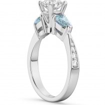 Diamond & Pear Aquamarine Engagement Ring 18k White Gold (0.79ct)