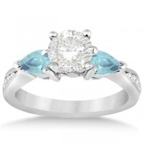 Diamond & Pear Aquamarine Engagement Ring Palladium (0.79ct)