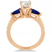 Cushion Diamond & Pear Blue Sapphire Engagement Ring 14k Rose Gold (1.79ct)