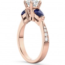 Diamond & Pear Blue Sapphire Engagement Ring 18k Rose Gold (0.79ct)