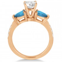 Round Diamond & Pear Blue Topaz Engagement Ring 18k Rose Gold (1.29ct)