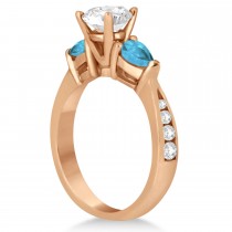 Cushion Diamond & Pear Blue Topaz Engagement Ring 14k Rose Gold (1.79ct)