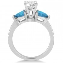 Cushion Diamond & Pear Blue Topaz Engagement Ring in Platinum (1.79ct)