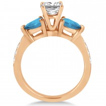 Princess Diamond & Pear Blue Topaz Engagement Ring 18k Rose Gold (1.79ct)