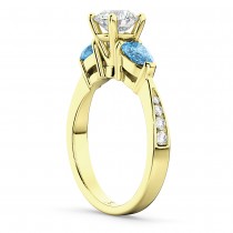 Round Diamond & Pear Blue Topaz Engagement Ring 14k Yellow Gold (1.79ct)