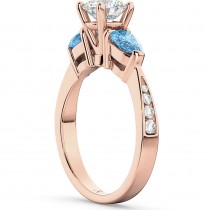 Diamond & Pear Blue Topaz Engagement Ring 14k Rose Gold (0.79ct)