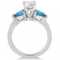 Diamond & Pear Blue Topaz Engagement Ring Palladium (0.79ct)