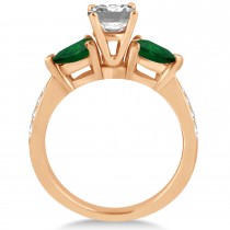 Emerald Diamond & Pear Green Emerald Engagement Ring 14k Rose Gold (1.29ct)