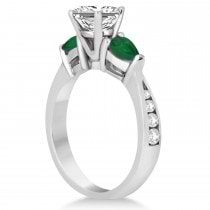 Princess Diamond & Pear Green Emerald Engagement Ring in Palladium (1.29ct)