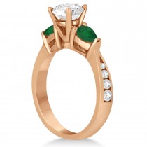 Cushion Diamond & Pear Green Emerald Engagement Ring 14k Rose Gold (1.79ct)