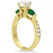 Cushion Diamond & Pear Green Emerald Engagement Ring 18k Yellow Gold (1.79ct)