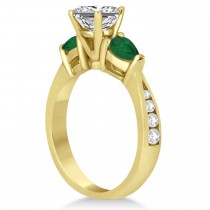 Emerald Diamond & Pear Green Emerald Engagement Ring 14k Yellow Gold (1.79ct)