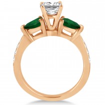 Princess Diamond & Pear Green Emerald Engagement Ring 18k Rose Gold (1.79ct)