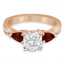 Cushion Diamond & Pear Garnet Engagement Ring 14k Rose Gold (1.29ct)