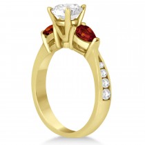 Cushion Diamond & Pear Garnet Engagement Ring 14k Yellow Gold (1.29ct)