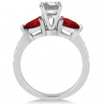Emerald Diamond & Pear Garnet Engagement Ring 14k White Gold (1.29ct)