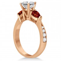 Princess Diamond & Pear Garnet Engagement Ring 14k Rose Gold (1.29ct)