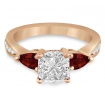 Princess Diamond & Pear Garnet Engagement Ring 14k Rose Gold (1.29ct)