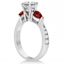 Princess Diamond & Pear Garnet Engagement Ring 14k White Gold (1.29ct)