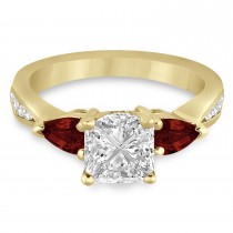 Princess Diamond & Pear Garnet Engagement Ring 14k Yellow Gold (1.29ct)