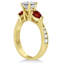 Princess Diamond & Pear Garnet Engagement Ring 18k Yellow Gold (1.29ct)