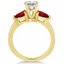 Princess Diamond & Pear Garnet Engagement Ring 18k Yellow Gold (1.29ct)