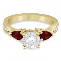 Round Diamond & Pear Garnet Engagement Ring 14k Yellow Gold (1.29ct)