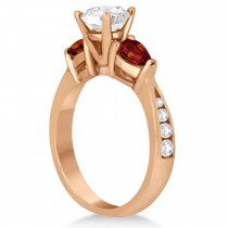 Cushion Diamond & Pear Garnet Engagement Ring 14k Rose Gold (1.79ct)