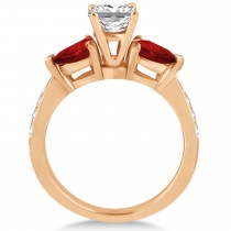 Princess Diamond & Pear Garnet Engagement Ring 14k Rose Gold (1.79ct)