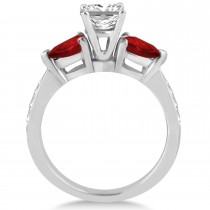 Princess Diamond & Pear Garnet Engagement Ring 14k White Gold (1.79ct)