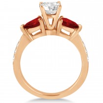 Round Diamond & Pear Garnet Engagement Ring 14k Rose Gold (1.79ct)