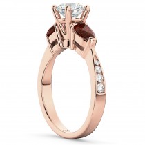 Diamond & Pear Garnet Engagement Ring 14k Rose Gold (0.79ct)