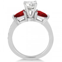 Diamond & Pear Garnet Engagement Ring 14k White Gold (0.79ct)
