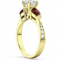 Diamond & Pear Garnet Engagement Ring 18k Yellow Gold (0.79ct)