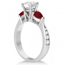 Diamond & Pear Garnet Engagement Ring Platinum (0.79ct)