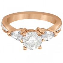 Three Stone Pear Cut Lab Grown Diamond Engagement Ring 14k Rose Gold (0.51ct)