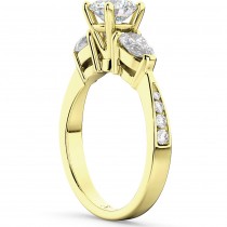 Three Stone Pear Cut Lab Grown Diamond Engagement Ring 18k Yellow Gold (0.51ct)