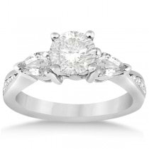Three Stone Pear Cut Diamond Engagement Ring Palladium (0.51ct)