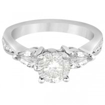 Three Stone Pear Cut Diamond Engagement Ring Palladium (0.51ct)