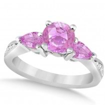 Diamond & Pear Pink Sapphire Engagement Ring 14k White Gold (1.79ct)