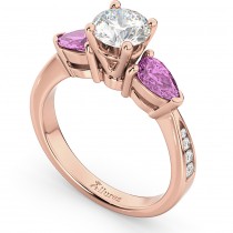 Diamond & Pear Pink Sapphire Engagement Ring 14k Rose Gold (0.79ct)