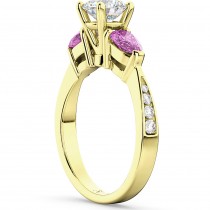 Diamond & Pear Pink Sapphire Engagement Ring 14k Yellow Gold (0.79ct)