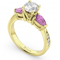 Diamond & Pear Pink Sapphire Engagement Ring 14k Yellow Gold (0.79ct)