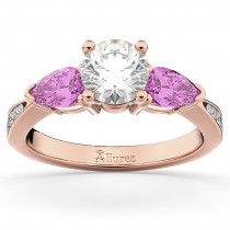 Diamond & Pear Pink Sapphire Engagement Ring 18k Rose Gold (0.79ct)