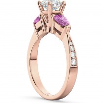 Diamond & Pear Pink Sapphire Engagement Ring 18k Rose Gold (0.79ct)