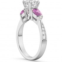 Diamond & Pear Pink Sapphire Engagement Ring 18k White Gold (0.79ct)
