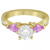 Diamond & Pear Pink Sapphire Engagement Ring 18k Yellow Gold (0.79ct)